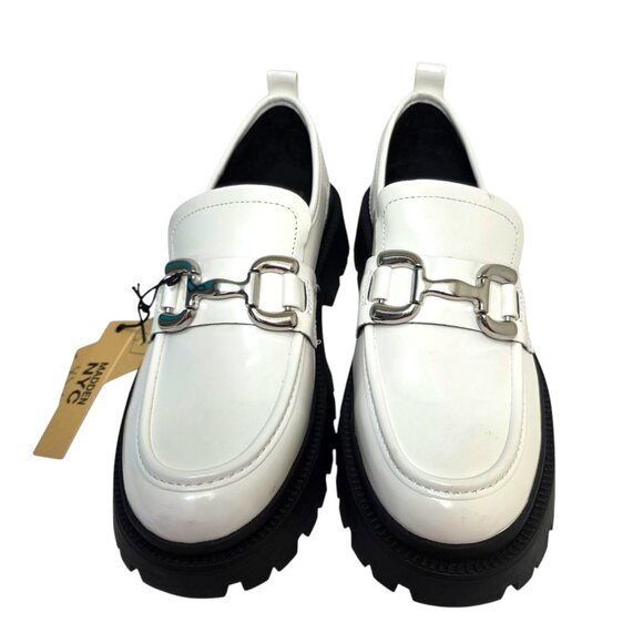 Madden NYC Platform Penny Lug Sole Loafers Women's Size 7.5 Glossy White Shoes - Picture 4 of 8